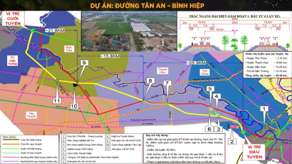 Long An Đầu Tư Đường Tân An - Bình Hiệp Quy Mô 10 Làn Xe